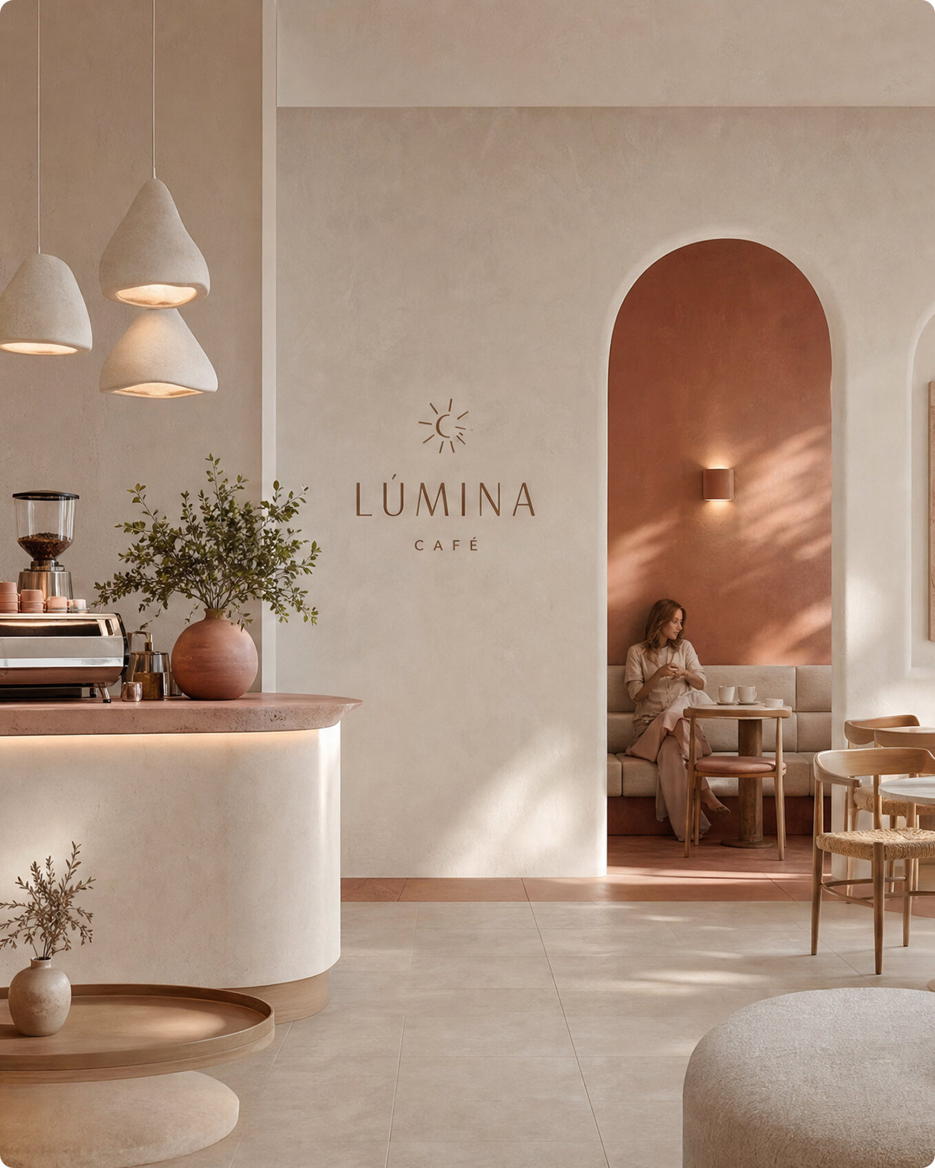 Visualization of a modern office and retail space with an emphasis on architecture