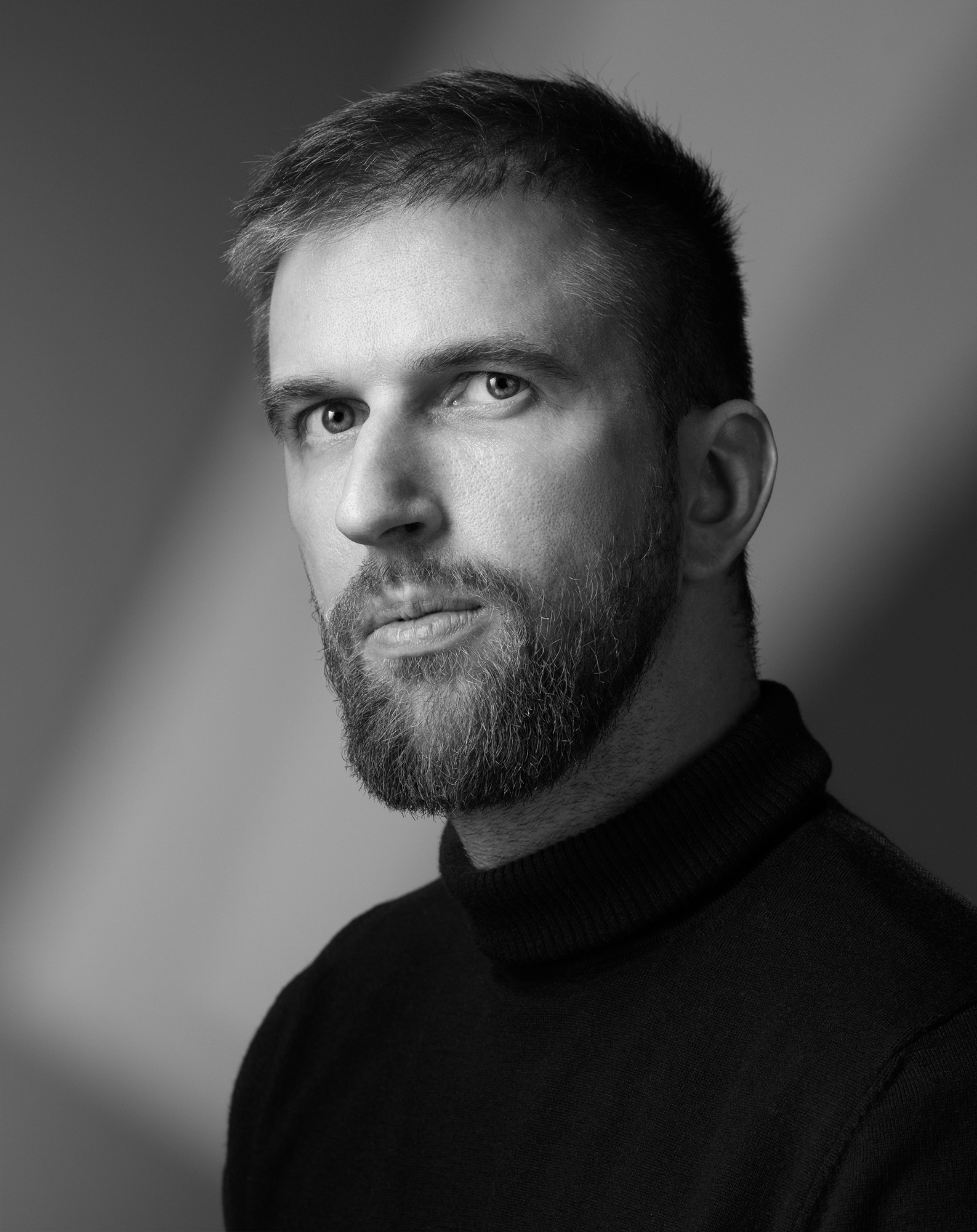 Boris Malcev, co-founder of VisualStudio - black and white portrait