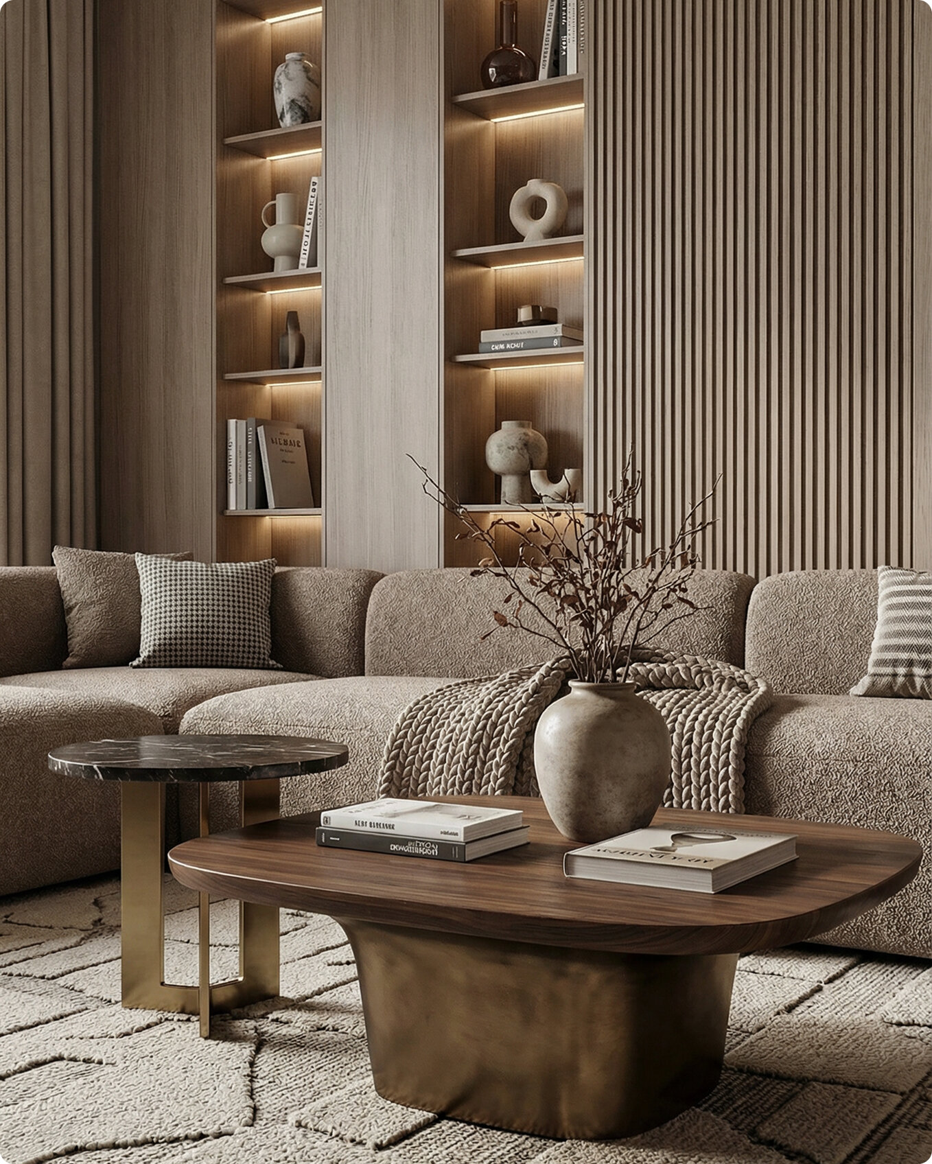 Photorealistic interior visualization with natural light and finely detailed materials